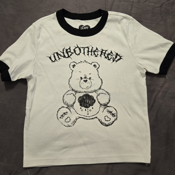 Care Bears Tops - Care Bears White and Black Graphic Crop Top